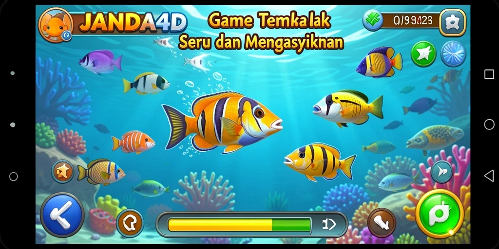 Gameplay seru di JANDA4D dengan aksi Tembak Ikan.