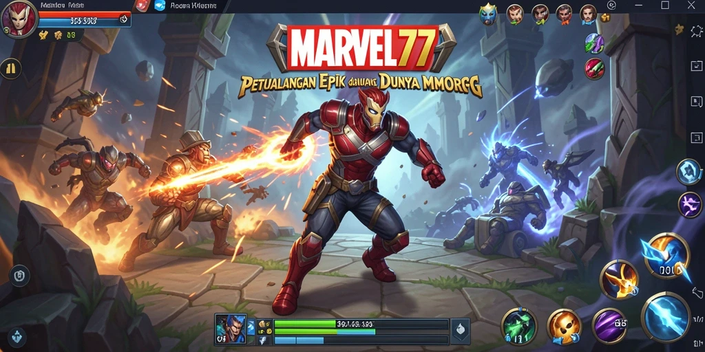 Screenshot MARVEL77 menunjukkan aksi mendebarkan dalam gameplay MMORPG.