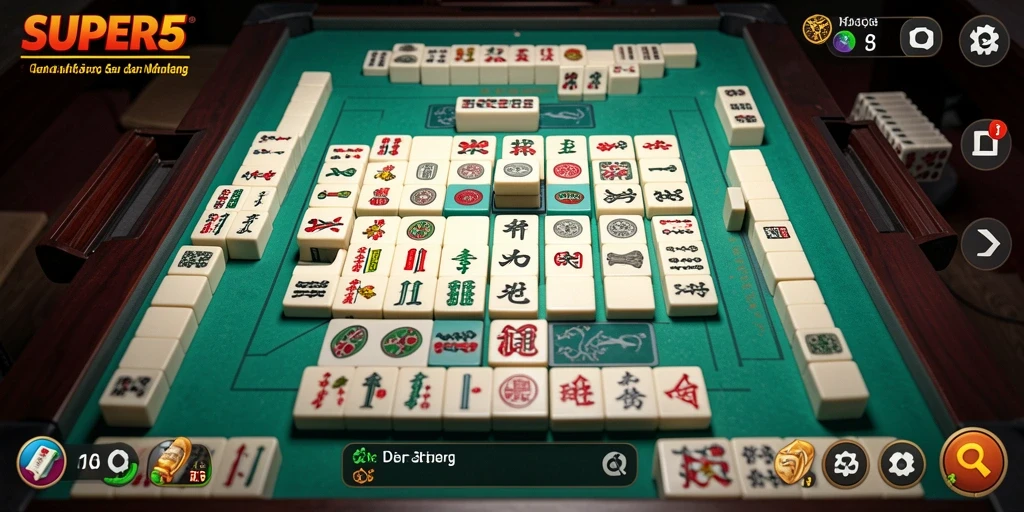 Screenshot gameplay SUPER5 yang menampilkan tantangan Mahjong.