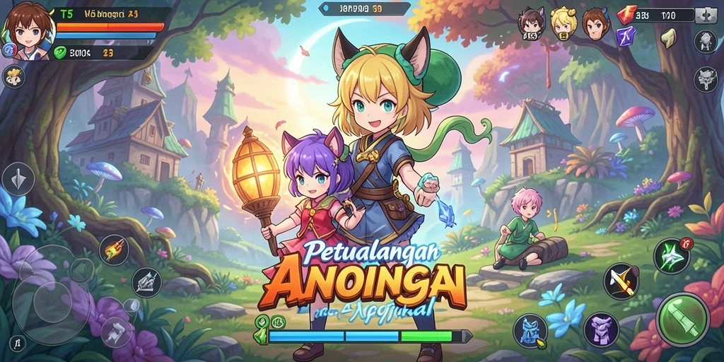 Gameplay seru dalam petualangan anime T6.