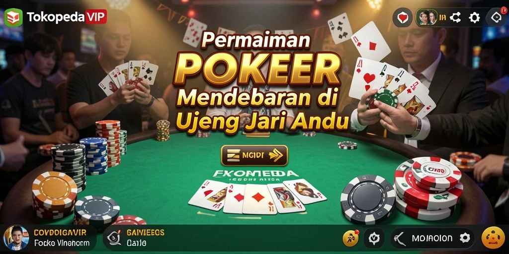 Screenshot gameplay TOKOPEDIAVIP menampilkan suasana permainan poker yang mendebarkan.