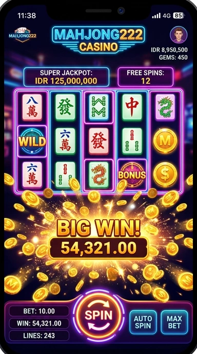 Tampilan utama aplikasi mahjong222 yang modern dan user-friendly.